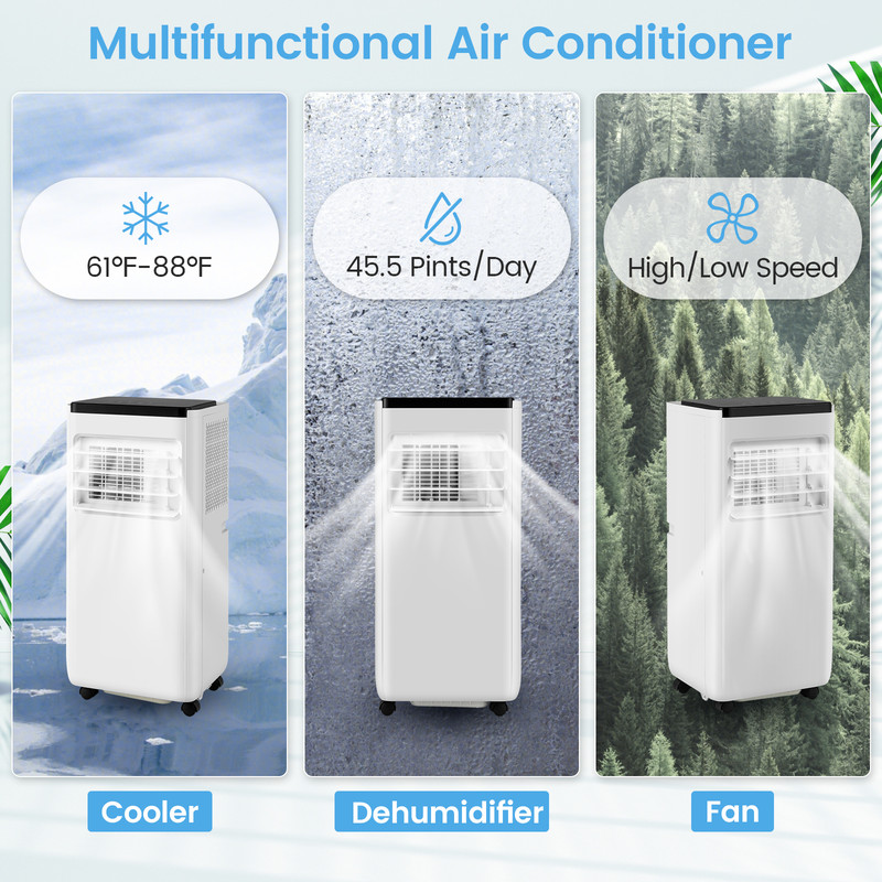 Portable Air Conditioner 8,000/10,000 BTU with Remote, Dehumidifier, Fan & Sleep Mode for Home & Office