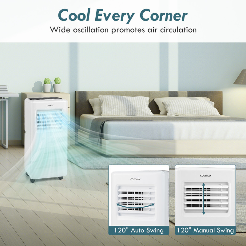 8000 BTU Portable Air Conditioner with Remote Control – 3-in-1 Cooling, Fan & Dehumidifier with LED Digital Display