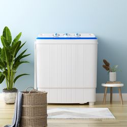 17.6 lbs portable washing machine with drain pump – twin tub, compact & energy-efficient
