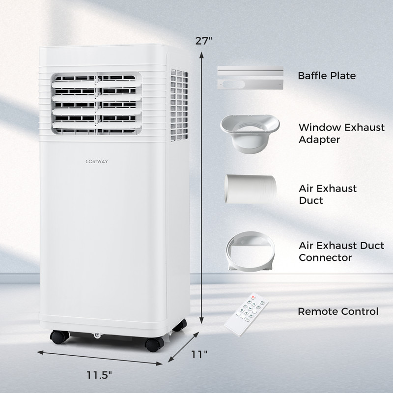 8000/9000 BTU Portable Air Conditioner, 3-in-1 AC Unit with Fan & Dehumidifier for Rooms Up to 300 Sq. Ft