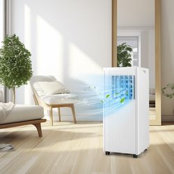10,000 btu portable air conditioner – cools up to 350 sq. ft with 24h timer & remote control
