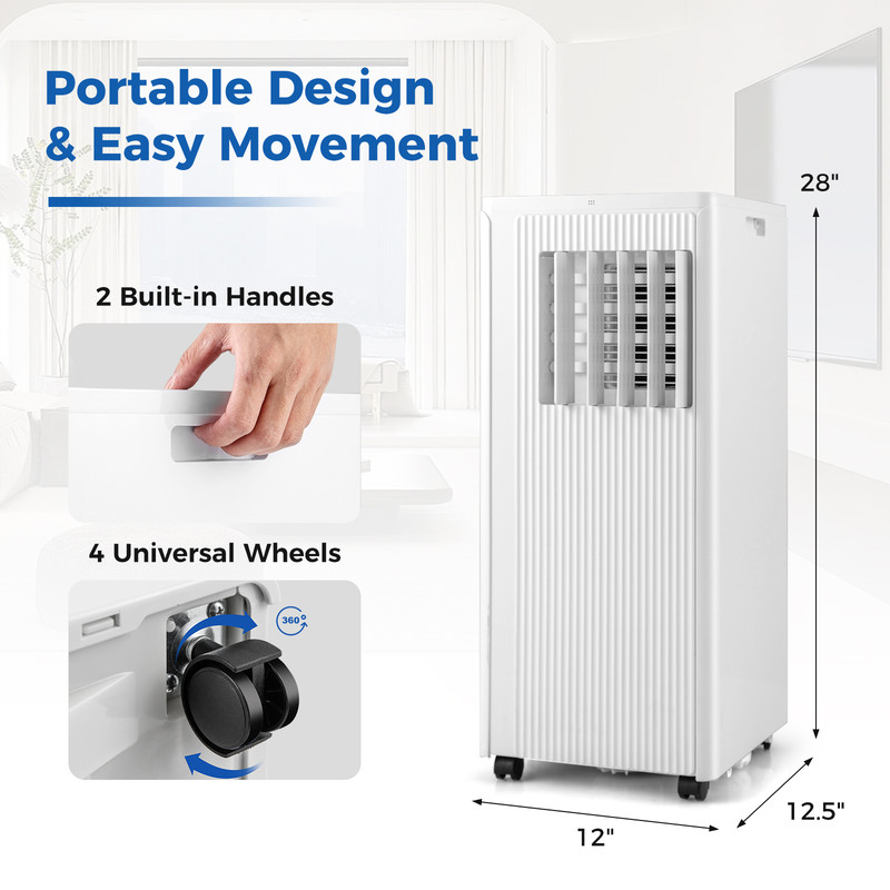 10,000 BTU Portable Air Conditioner – Cools Up to 350 Sq. Ft with 24H Timer & Remote Control