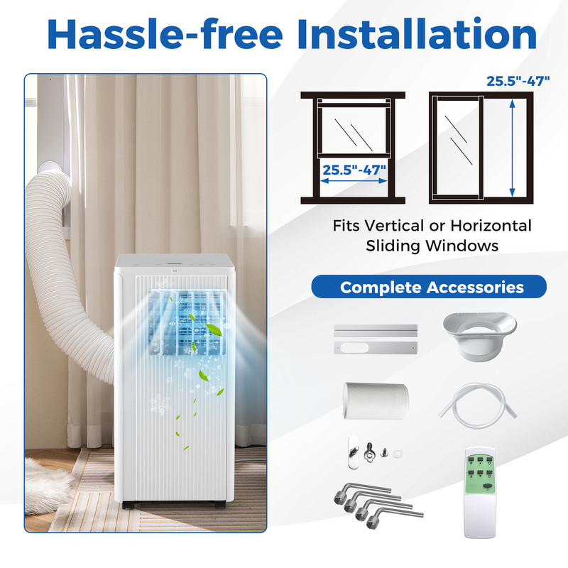 10,000 BTU Portable Air Conditioner – Cools Up to 350 Sq. Ft with 24H Timer & Remote Control