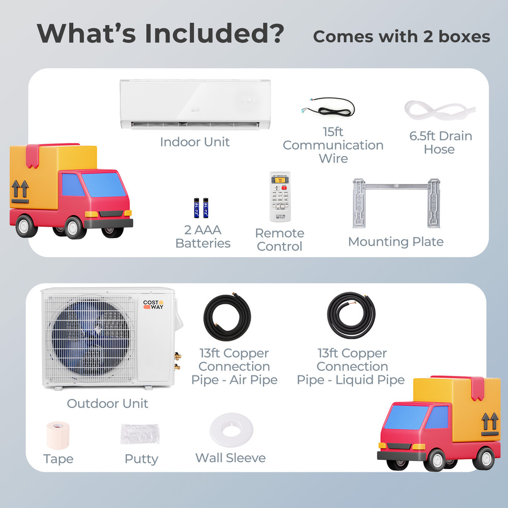 12000 BTU 22 SEER2 208-230V WiFi Mini Split Air Conditioner & Heater, White |Energy-Efficient Inverter AC