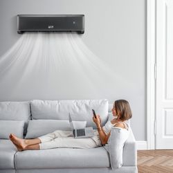 energy star certified 12000 btu 21 seer2 mini split ac & heater – 208-230v, wifi-enabled, gray