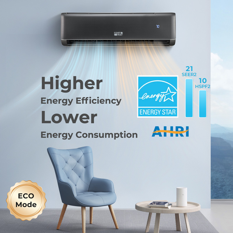 Energy Star Certified 24000 BTU 21 SEER2 Mini Split Air Conditioner and Heater – WiFi Enabled, 208-230V, Gray