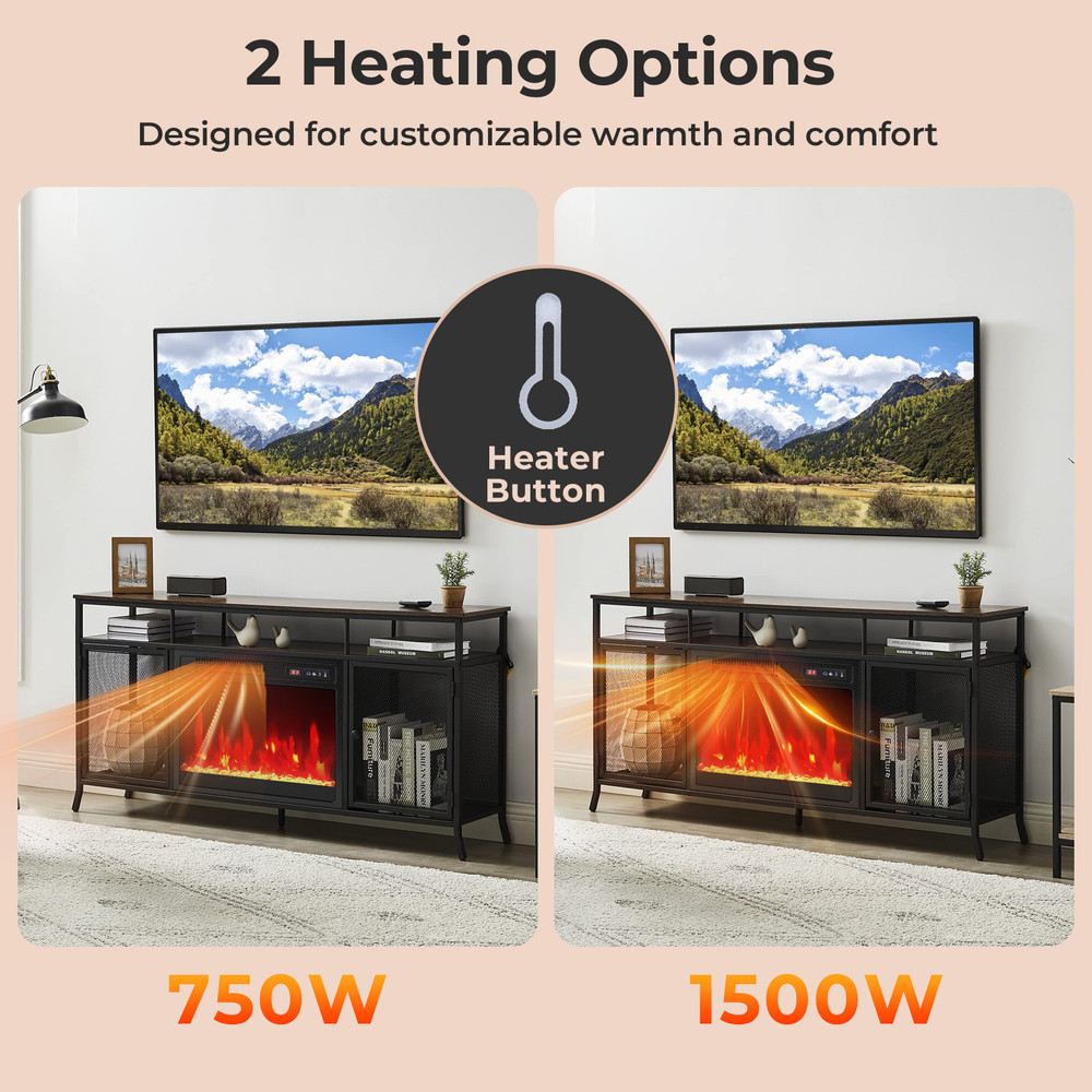 18 Inch Electric Fireplace Insert, Fireplace Heater with Overheat Protection & Remote Control
