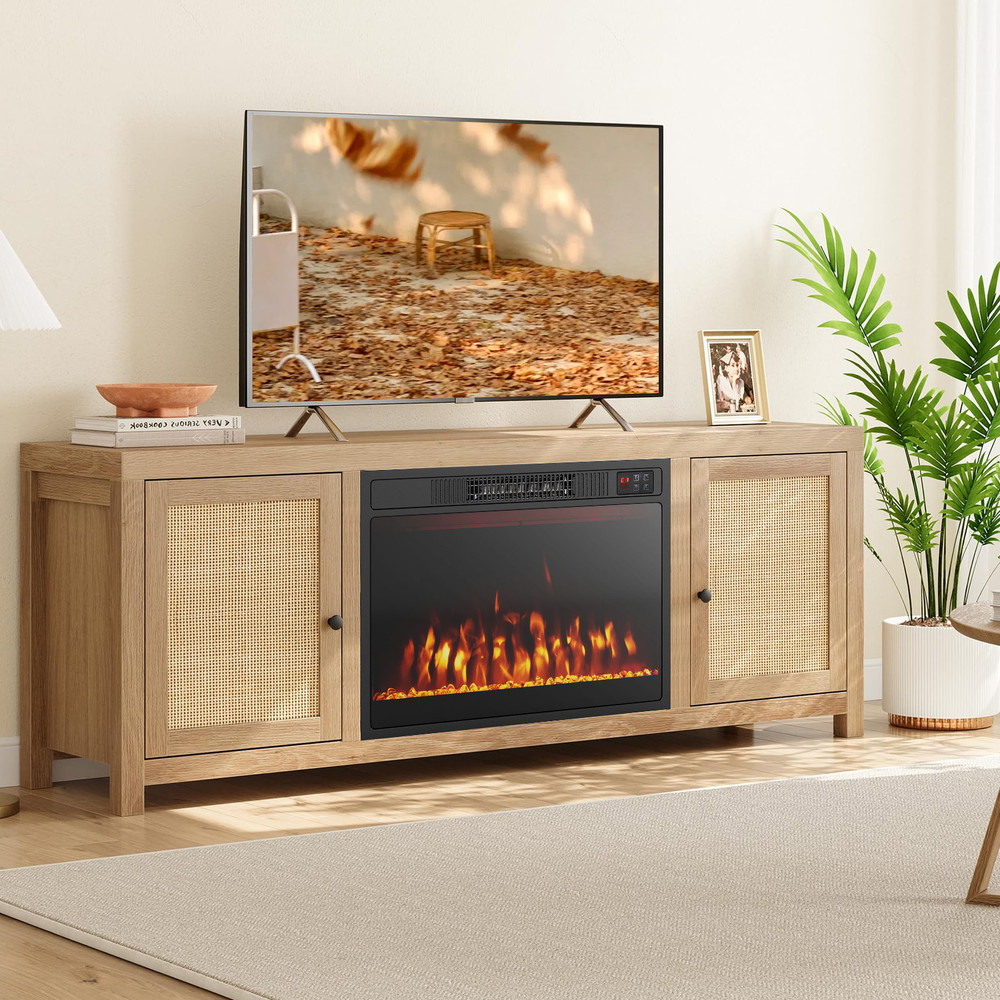 23-Inch 750W/1500W Electric Fireplace Heater with Adjustable Flame Color & Brightness – Realistic & Energy-Efficient