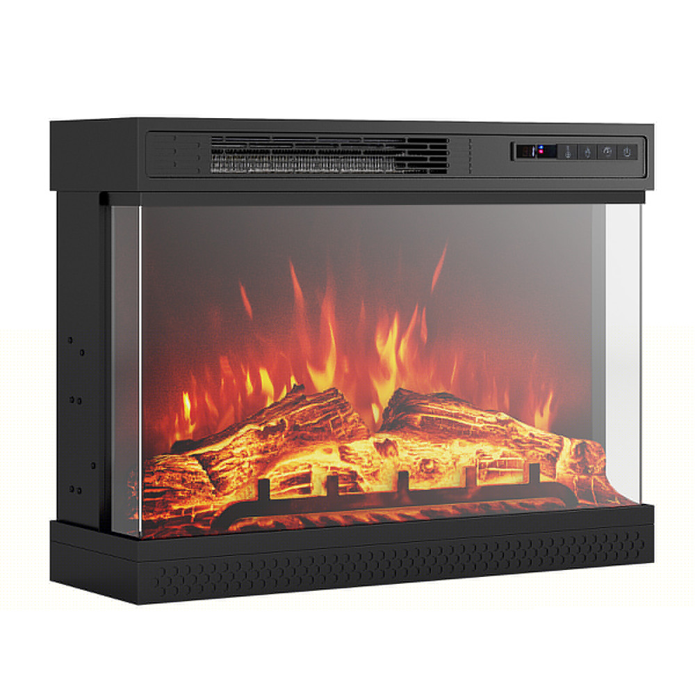 24-Inch 3-Sided Glass Electric Fireplace Heater with Remote Control – 5000 BTU, Adjustable Flame & Thermostat