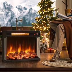 23 inch 3-sided electric fireplace insert, 1500w recessed fireplace with adjustable flame & remote