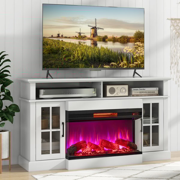 36 Inch 3-Sided 1500W Electric Fireplace with 7-Color Flame – Adjustable Heating & Realistic Ambiance