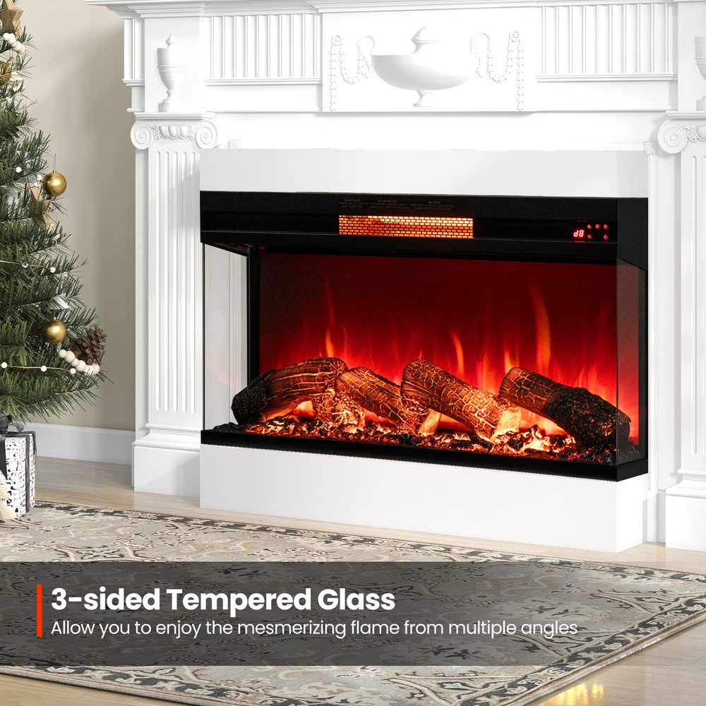 36 Inch 3-Sided 1500W Electric Fireplace with 7-Color Flame – Adjustable Heating & Realistic Ambiance