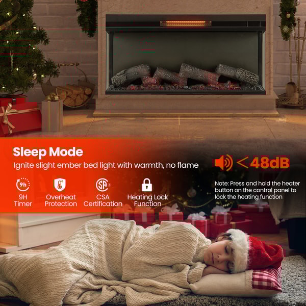 36 Inch 3-Sided 1500W Electric Fireplace with 7-Color Flame – Adjustable Heating & Realistic Ambiance