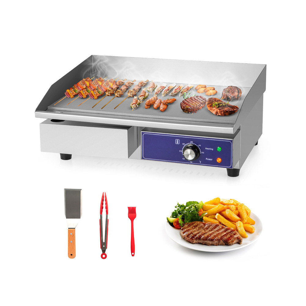 Stainless Steel Countertop Griddle, 2000W 110V Electric Grill for Commercial Use