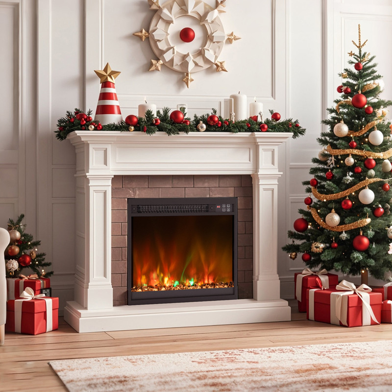 1500W Electric Fireplace Insert, 18/23/26 Inch with Remote Control for Home & Office