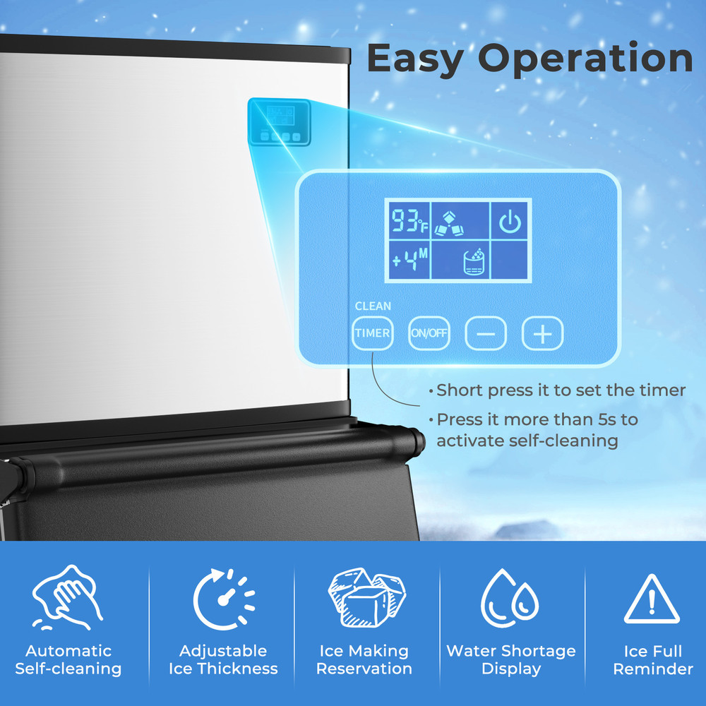 High-Capacity 418 LBS/24H Commercial Ice Maker with 200 LBS Storage Bin