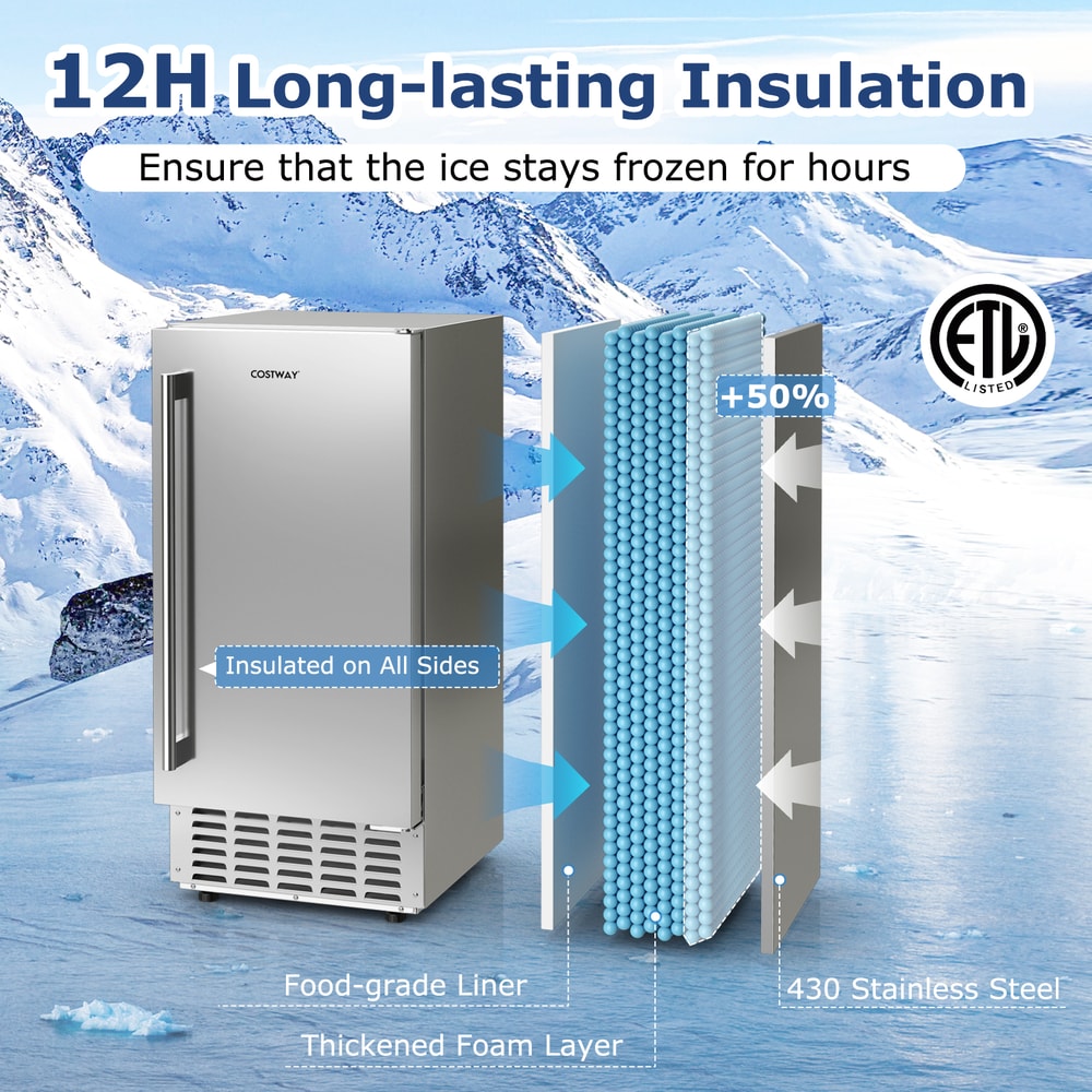 Under Counter Nugget Ice Maker, Self-Cleaning with 24H Timer & Chewable Ice