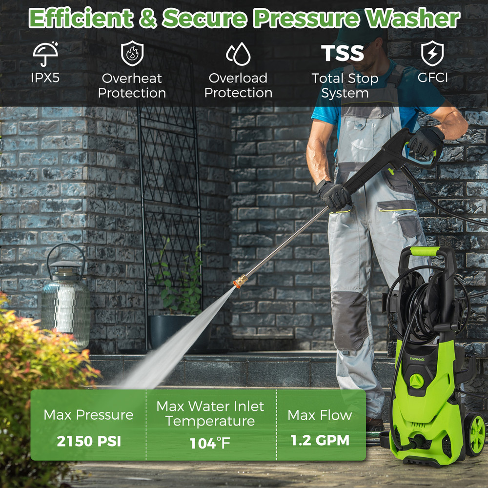 2150PSI Electric Pressure Washer 12GPM High Power With 4 Quick Connect Nozzles  Foam Cannon 2