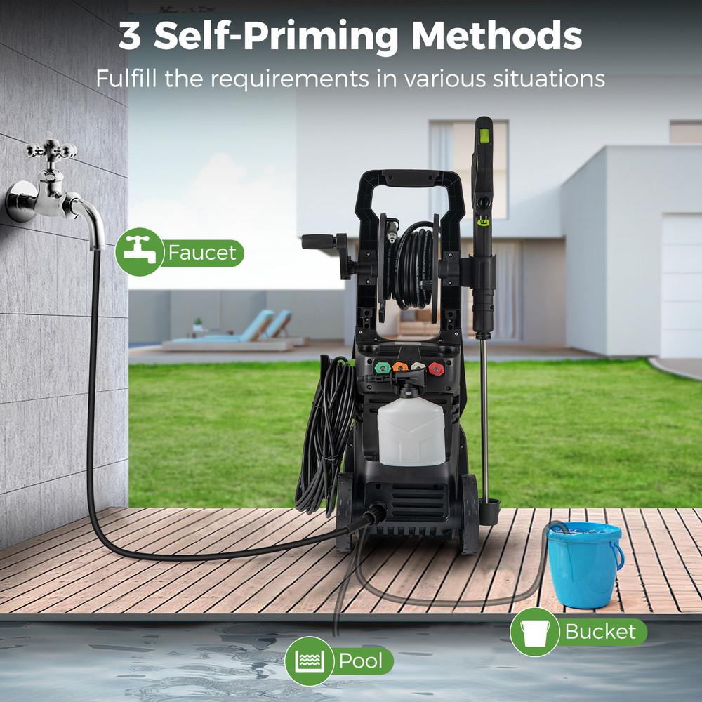 2150PSI Electric Pressure Washer 12GPM High Power With 4 Quick Connect Nozzles  Foam Cannon 6