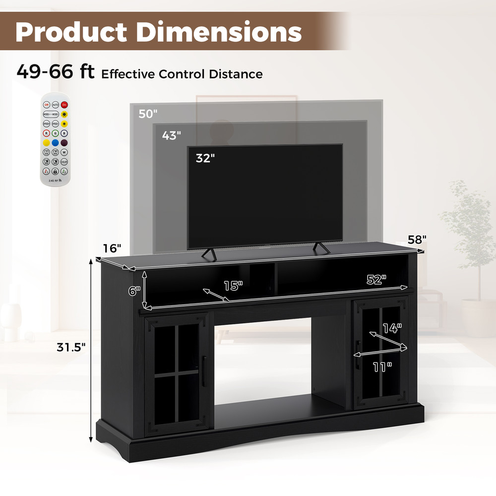 LED TV Stand with Remote Control, Adjustable Lighting & Storage for 40-65 Inch TVs