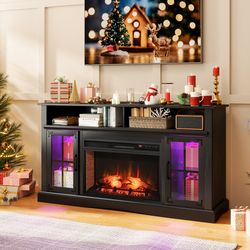 fireplace tv stand with remote & thermostat, holds tvs up to 50 inches