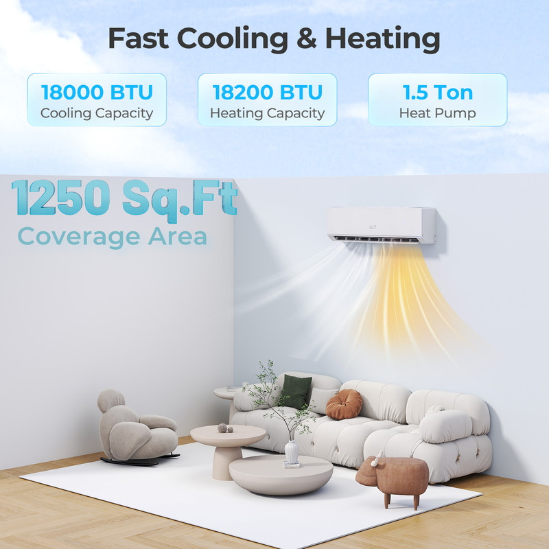 18000 BTU 25 SEER2 Mini Split Air Conditioner  Heater Energy Star Certified WiFi Compatible 2