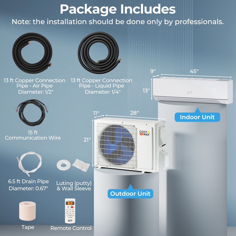 18000 BTU 25 SEER2 Mini Split Air Conditioner  Heater Energy Star Certified WiFi Compatible 4