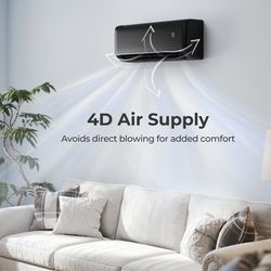 12000 btu mini split ac, 22 seer2, wifi-enabled, works with alexa (115v, gray)