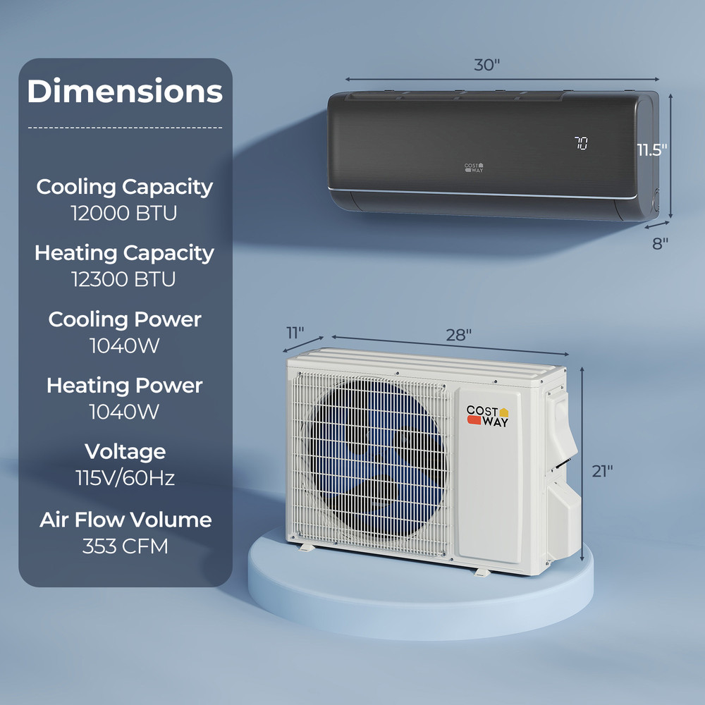 12000 BTU Mini Split AC, 22 SEER2, WiFi-Enabled, Works with Alexa (115V, Gray)