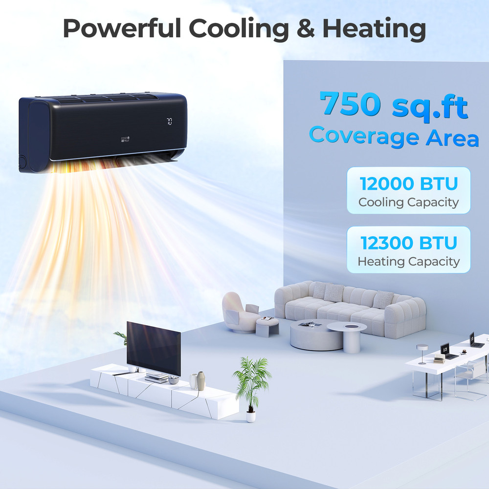 12000 BTU Mini Split AC, 22 SEER2, WiFi-Enabled, Works with Alexa (115V, Gray)