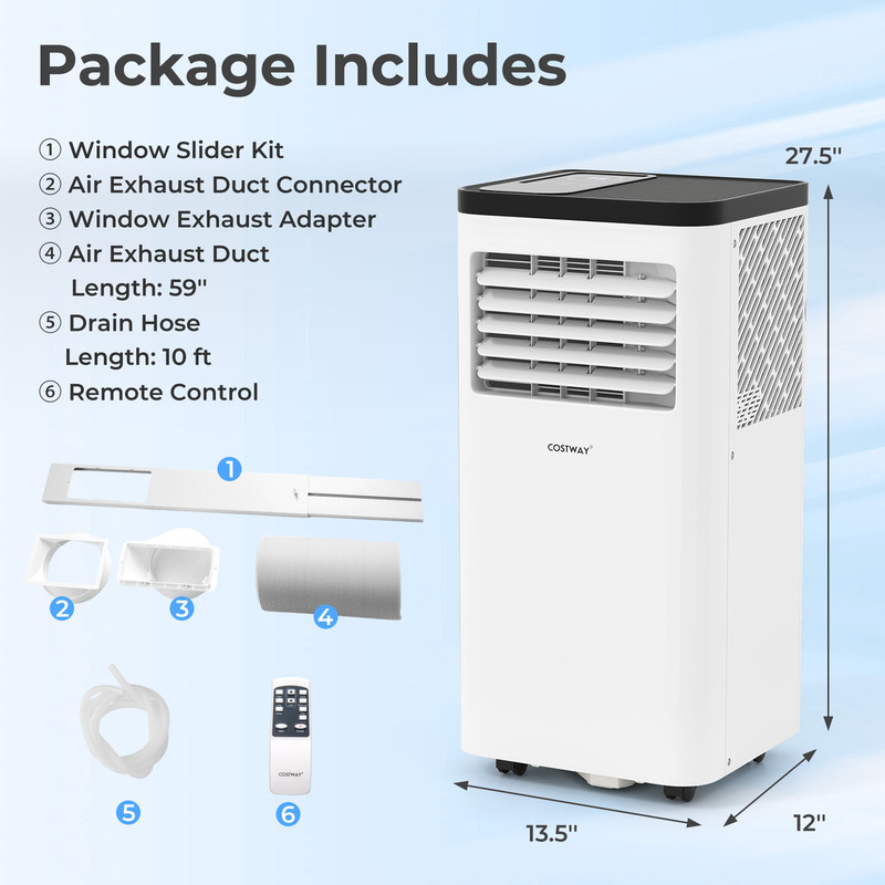Portable Air Conditioner 3-in-1, 8000/10000 BTU Floor AC Unit with Fan & Dehumidifier (Room Cooling)