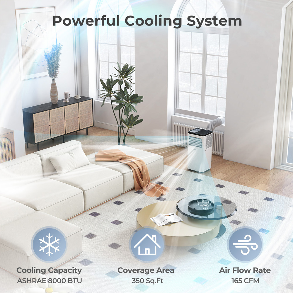 Portable Air Conditioner 3-in-1, 8000/10000 BTU Floor AC Unit with Fan & Dehumidifier (Room Cooling)
