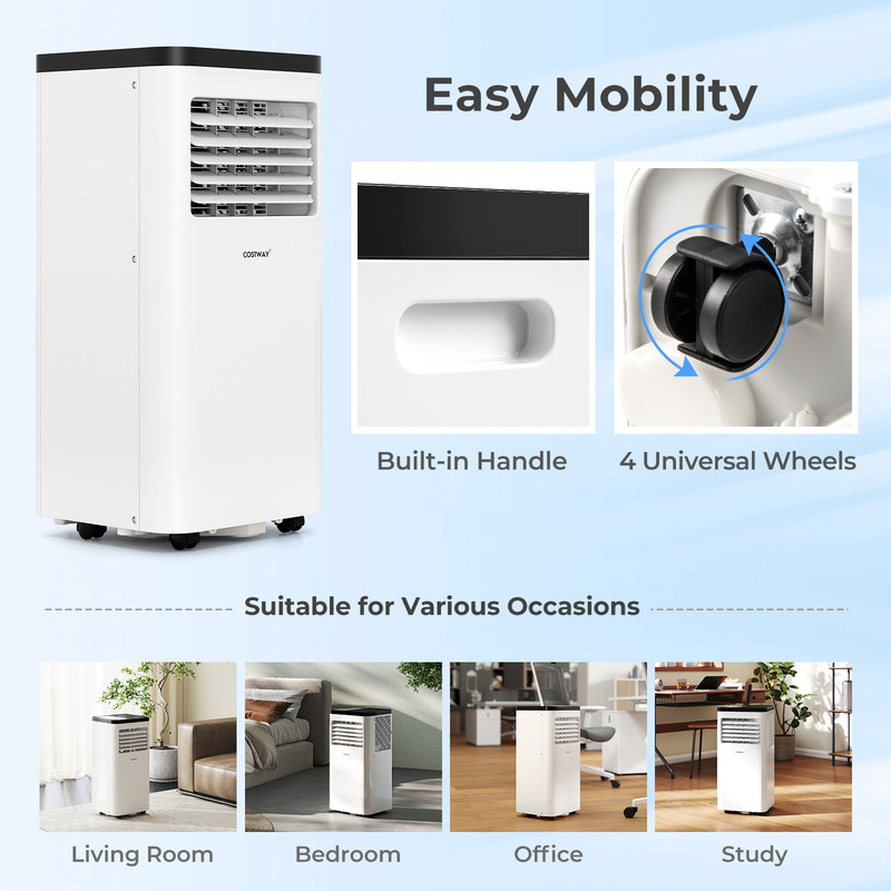 Portable Air Conditioner 3-in-1, 8000/10000 BTU Floor AC Unit with Fan & Dehumidifier (Room Cooling)