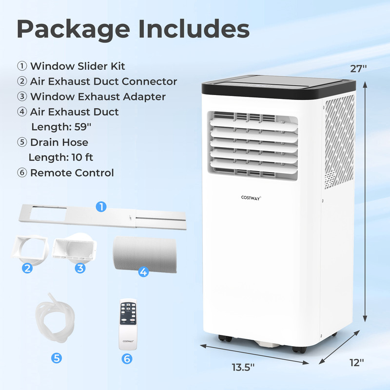 Portable AC Unit, 8000/10000 BTU 3-in-1 Floor Air Conditioner for Home & Office