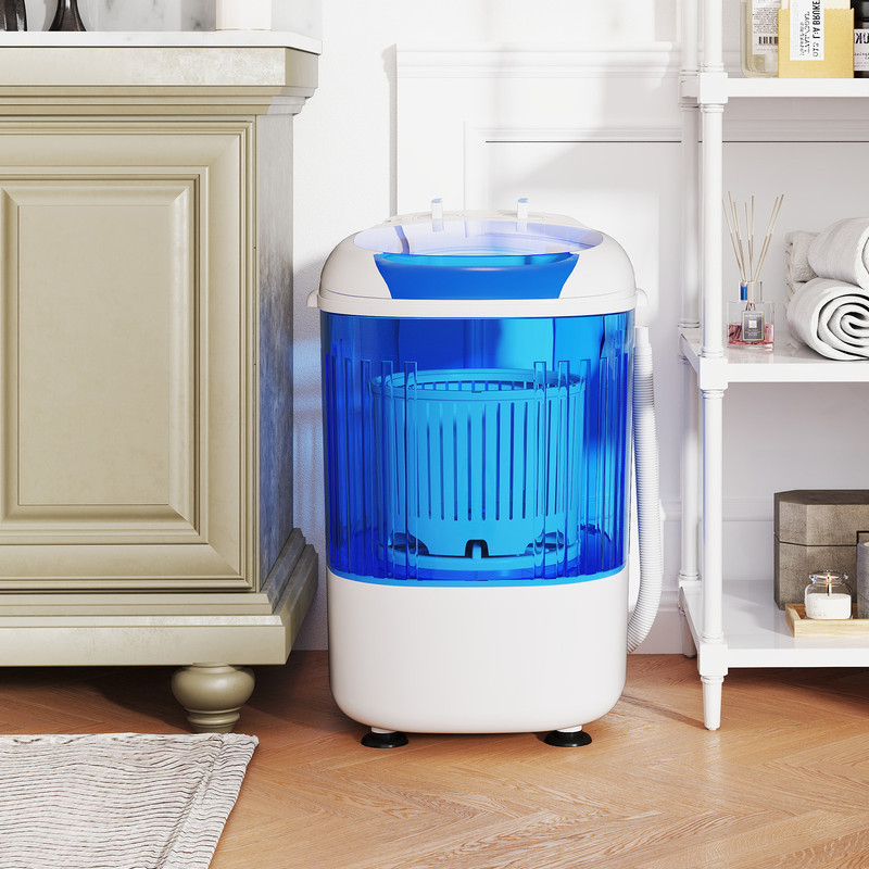Portable Mini Semi-Automatic Washing Machine with Spin Tub & Drain Hose, 2.5 kg Capacity