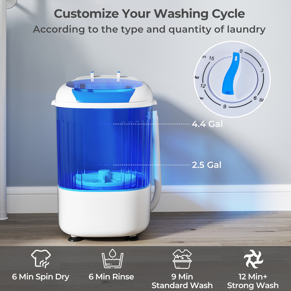Portable Mini Semi-Automatic Washing Machine with Spin Tub & Drain Hose, 2.5 kg Capacity