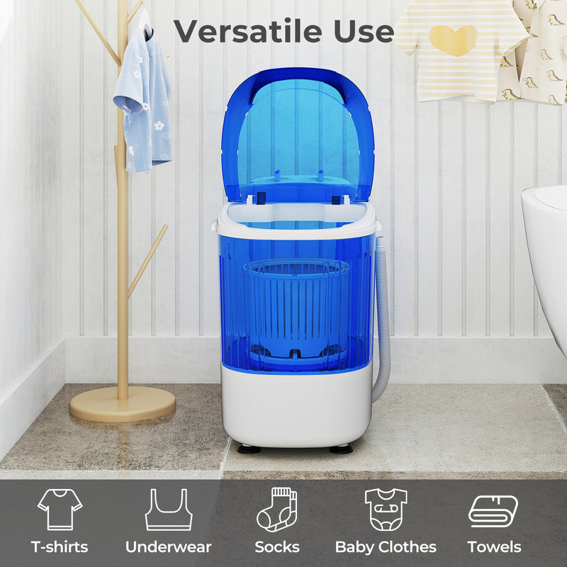 Portable Mini Semi-Automatic Washing Machine with Spin Tub & Drain Hose, 2.5 kg Capacity