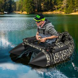 heavy-duty 350 lbs fishing float tube, adjustable backrest, portable backpack straps