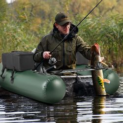 inflatable fishing float tube for angling with fish ruler & angling base