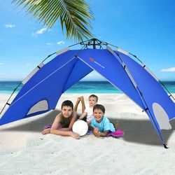 2-in-1 4-person instant pop-up waterproof camping tent, upf 50+ & windproof