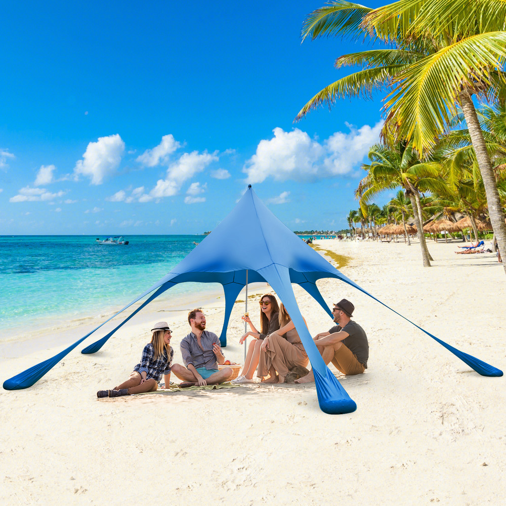 20 x 20 Feet Beach Canopy Tent with UPF50+ Sun Protection & Sand Shovel, Portable Sun Shelter