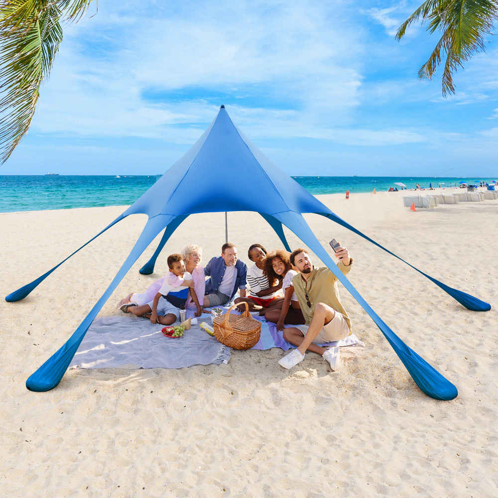 20 x 20 Feet Beach Canopy Tent with UPF50+ Sun Protection & Sand Shovel, Portable Sun Shelter