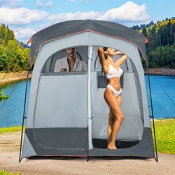 2-room oversize privacy shower tent with removable rain fly & inside pocket