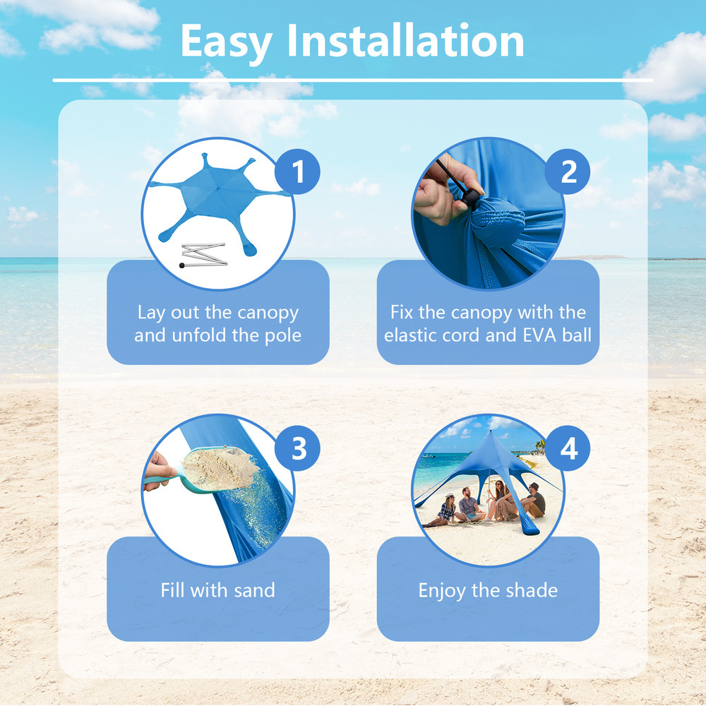 20 x 20 Feet Beach Canopy Tent with UPF50+ Sun Protection & Sand Shovel, Portable Sun Shelter