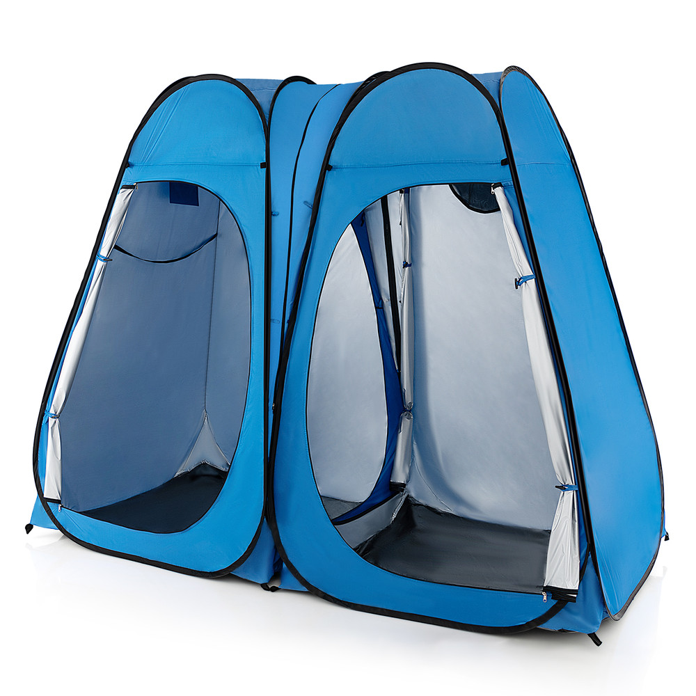 Oversized Pop Up Shower Tent with Window, Floor & Storage Pocket, 2-Person Camping Shelter