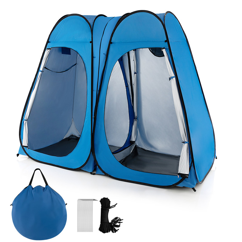 Oversized Pop Up Shower Tent with Window, Floor & Storage Pocket, 2-Person Camping Shelter