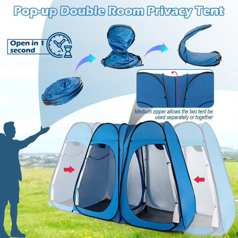 Oversized Pop Up Shower Tent with Window, Floor & Storage Pocket, 2-Person Camping Shelter