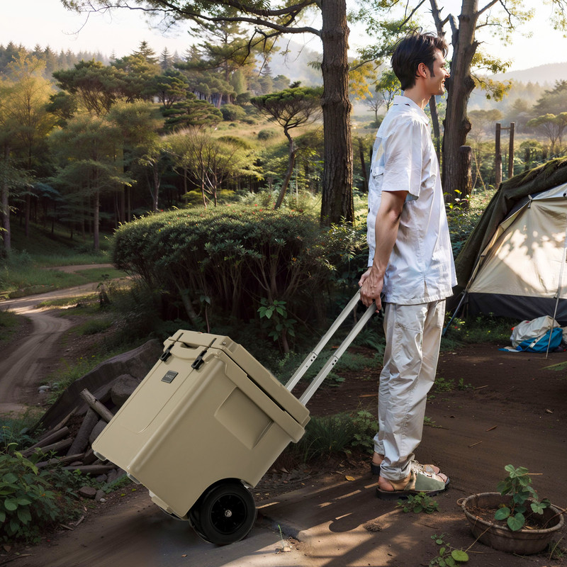 45 Quart Cooler Towable Ice Chest, Heavy-Duty Portable Cooler with Wheels & Extended Insulation