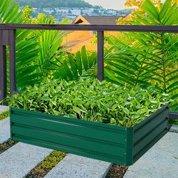 patio raised garden bed for vegetables & flowers durable steel planter box