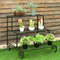 3 Tier Outdoor Metal Garden Planter Holder Shelf Durable Steel Plant Display Stand 0